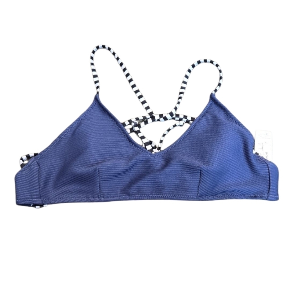 NWOT Cupshe Women Striped Blue Bikini Top Swim Sz S